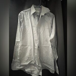 Prada Light Gray Striped Dress Shirt